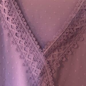 Lace Trim Lavender Blouse